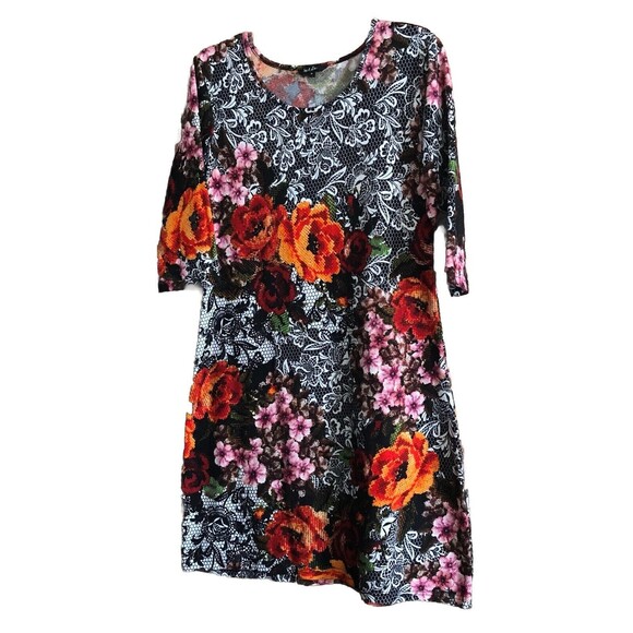 Just Love Woman's Dress Floral Pattern Scoop Neckline Elbow Sleeve Size Medium - Picture 1 of 11
